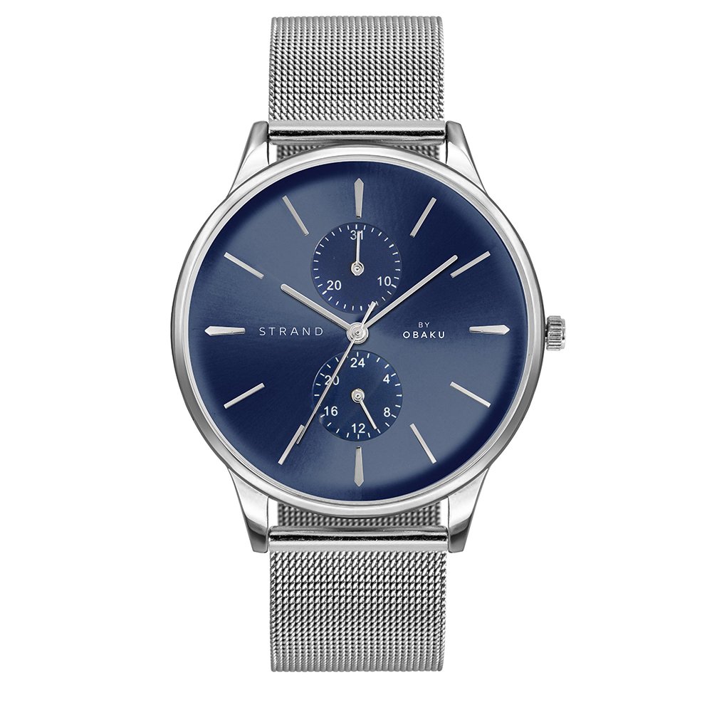 Strand by Obaku watch with silver bracelet and date S703GMCLMC