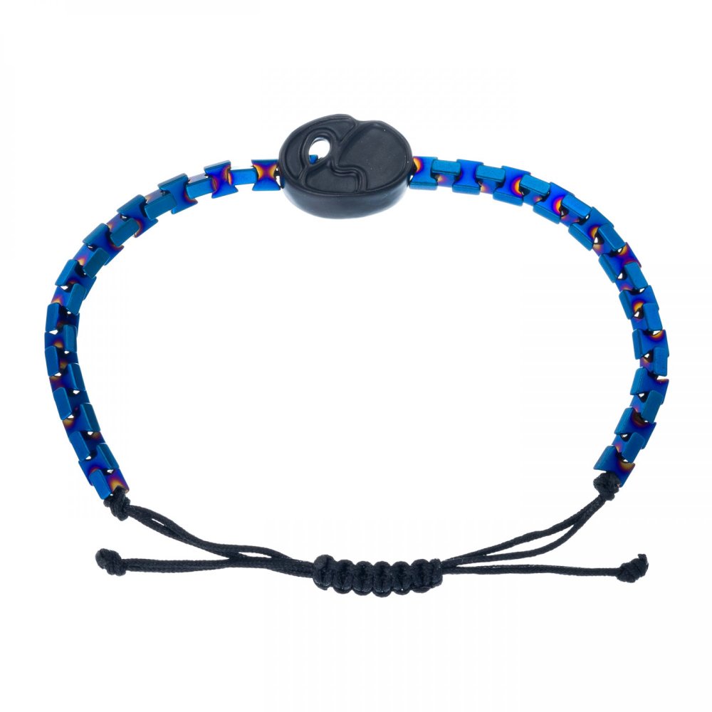 2021 Charm Bracelet, Black Electrostatic Paint, Blue Hematites