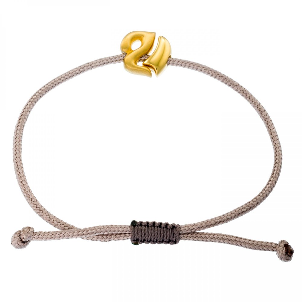 2021 silver hug bracelet with beige cord
