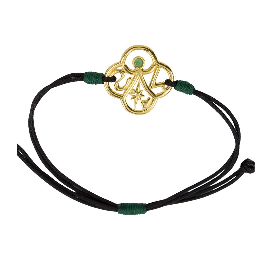  Silver bracelet "Syn ston anthropo" with green cz