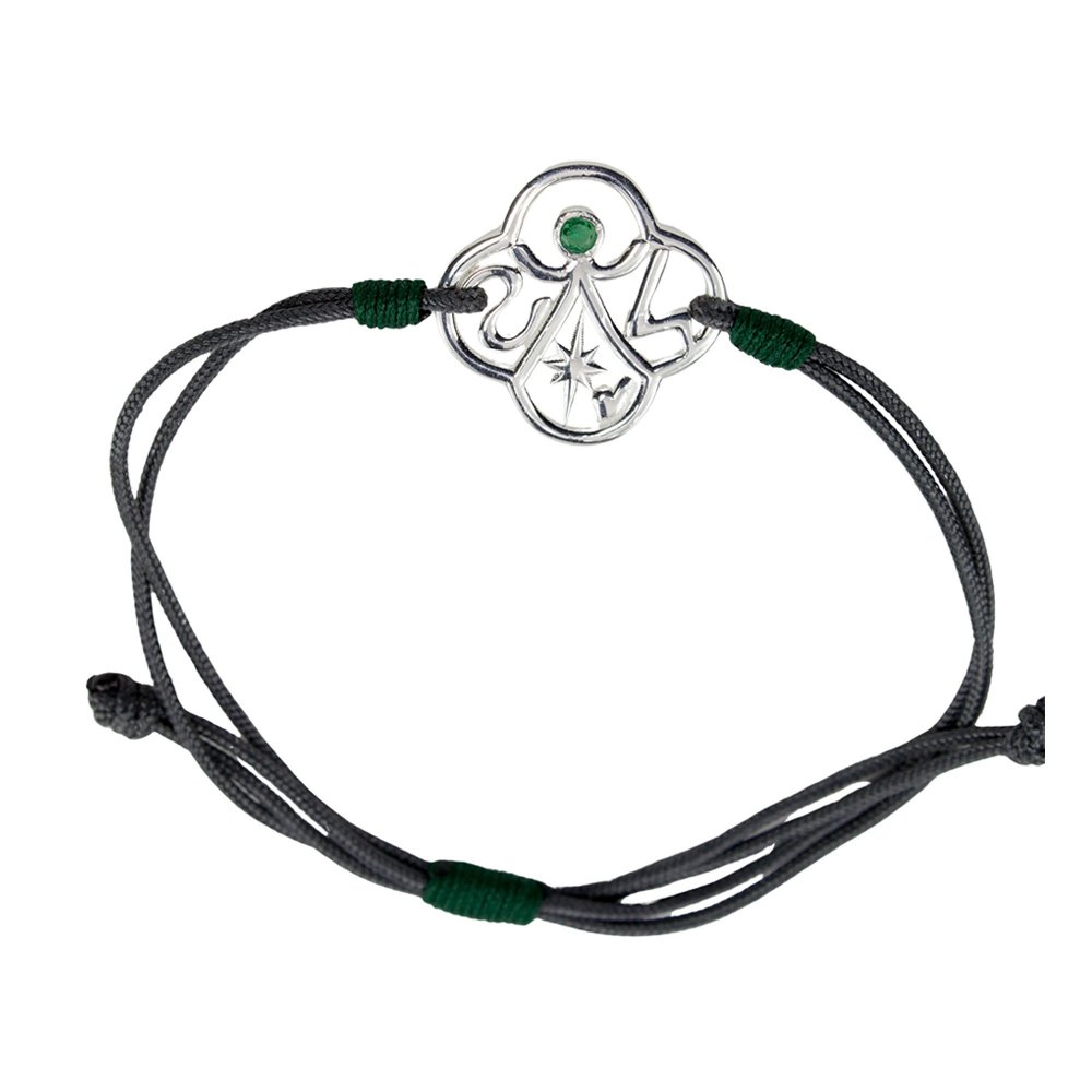  Silver bracelet "Syn ston anthropo" with green cz