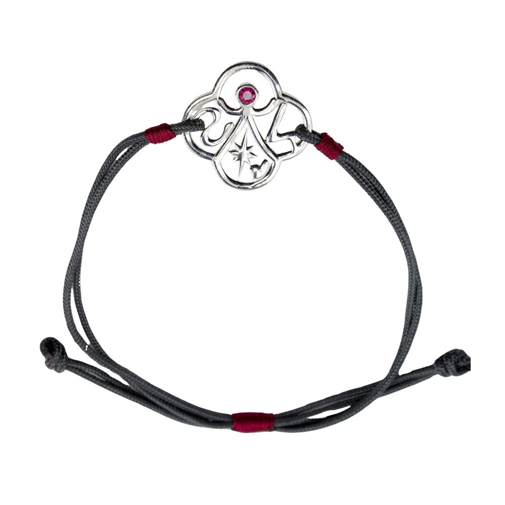  Silver bracelet "Syn ston anthropo" with red cz
