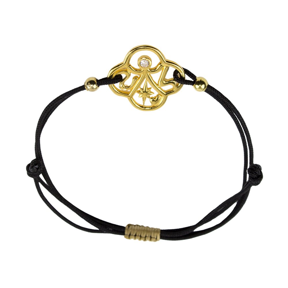 Brass bracelet "Syn ston anthropo" with white cz