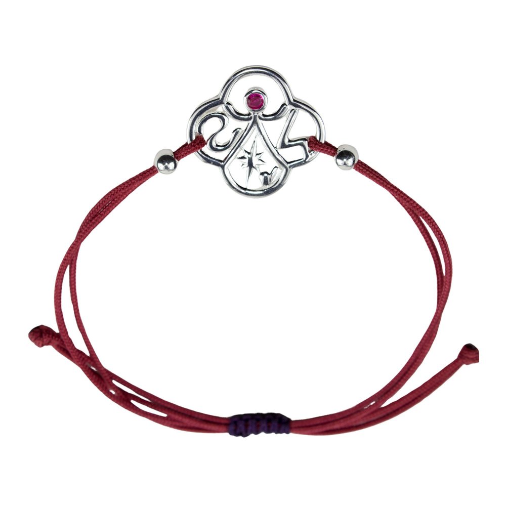 Brass bracelet "Syn ston anthropo" with red cz