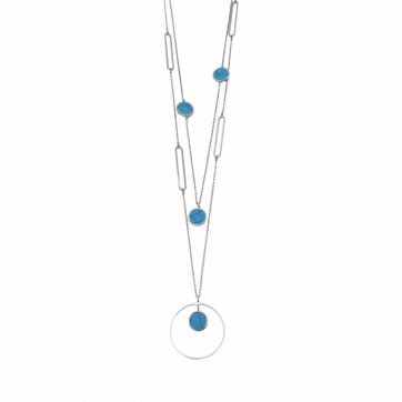 Phantasy Double steel necklace with turquoise