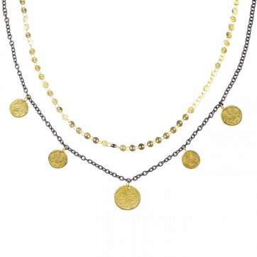 Aphrodite's Rose "Aphrodite's Rose" double chain gold & black platinum necklace