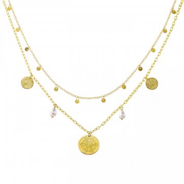 Aphrodite's Rose "Aphrodite's Rose" double necklace with decorative pearls