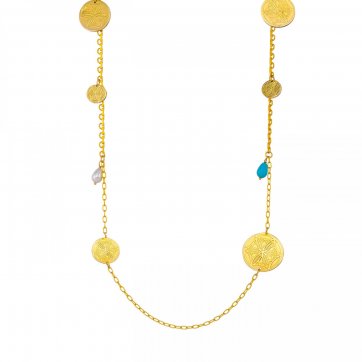 Aphrodite's Rose "Aphrodite's Rose" necklace with decorative pearls & turquoise