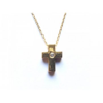 Phantasy Silver cross necklace with white zircon