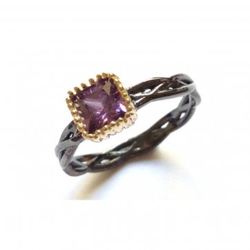 Elite Silver single stone ring with amethyst