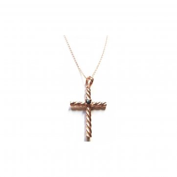 Elite Silver cross necklace with black zircon