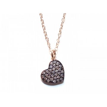 Heart Silver necklace, heart motif and white zircons