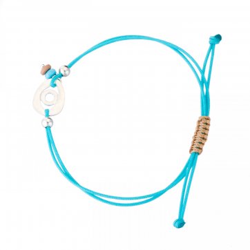 Paschalia Silver macrame eye bracelet with ivory & blue agate
