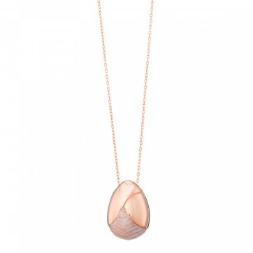 Paschalia Wave necklace with pink pearl enamel and pink chain