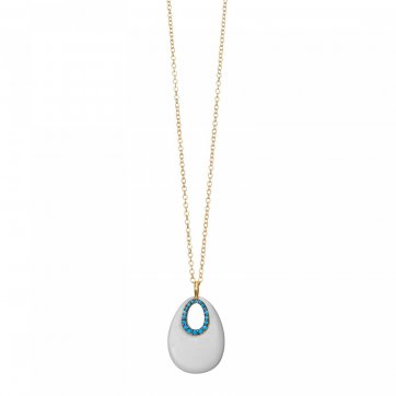 Paschalia Necklace with white onyx and turquoise zircon & gold-plated chain