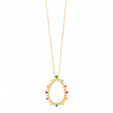 Paschalia Necklace with colored zircons & gold-plated chain