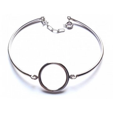 Geometry Silver rod bracelet with circle motif