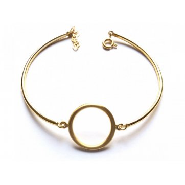 Geometry Silver rod bracelet with circle motif