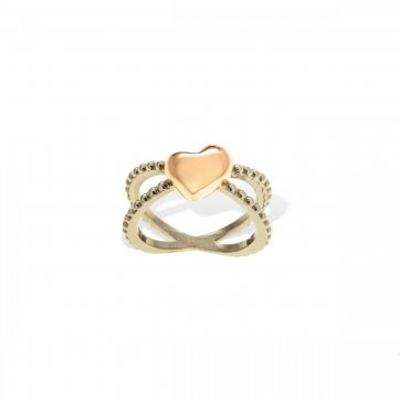 Heart Ασημένιο δαχτυλίδι με μαύρο πλατίνωμα & ροζ χρύσωμα και μοτίφ καρδιά