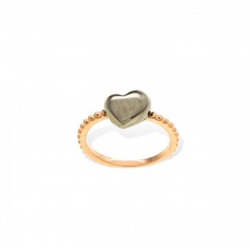 Heart Silver ring with rose gold, black platinum and heart motif