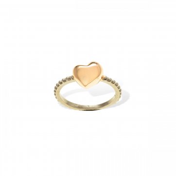 Heart Silver ring with black platinum, rose gold and heart motif
