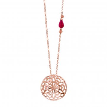 Harmony Mandala flower necklace, jade & agates and chain