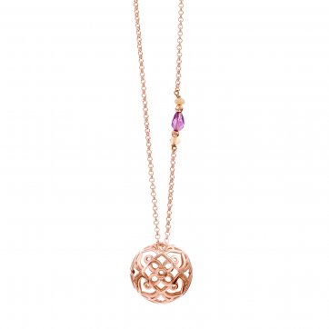 Harmony Mandala flower necklace, amethyst & agates and chain