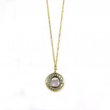 Elixir K9 gold necklace with mother-of-pearl and white zircons