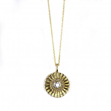 Elixir K9 gold necklace with white zircons