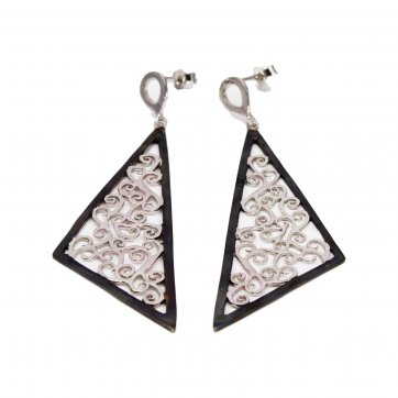 Nostalgia Silver earrings with two-tone triangle motif