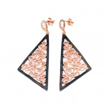 Nostalgia Silver earrings with two-tone triangle motif