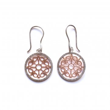 Nostalgia Silver earrings with two-tone round motif