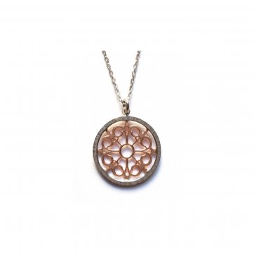 Nostalgia Silver necklace with two-tone round pattern