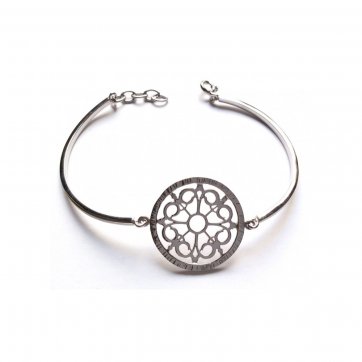 Nostalgia Silver rod bracelet with round motif