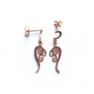 Nostalgia Silver earrings with red zircons