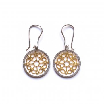 Nostalgia Silver earrings with two-tone round motif