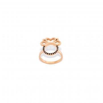 Omikron Silver crown ring with black zircons