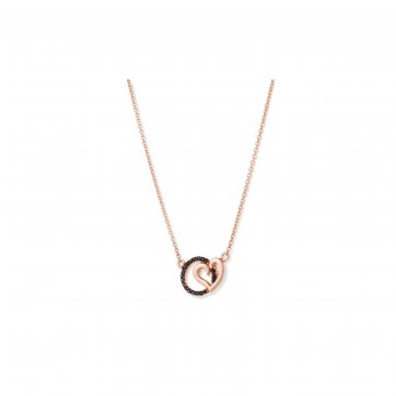 Omikron Silver heart necklace with black zircons