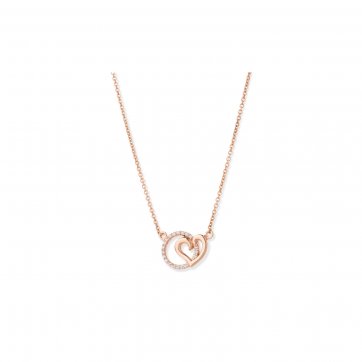 Omikron Silver heart necklace with white zircons