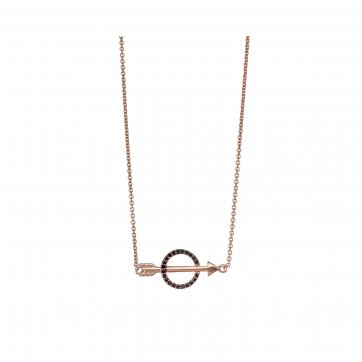 Omikron Silver arrow necklace with black zircons