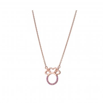 Omikron Silver crown necklace with pink zircons