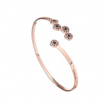 Omikron Silver bracelet with round motifs, black zircons and black enamel