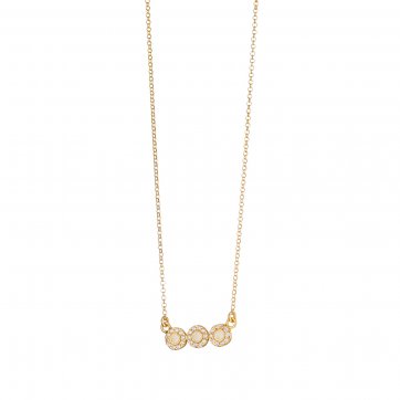 Omikron Silver necklace with round motifs, white zircons and ivory enamel