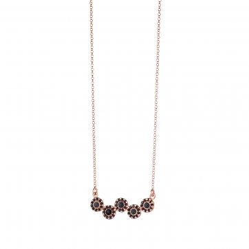 Omikron Silver necklace with round motifs, black zircons and black enamel