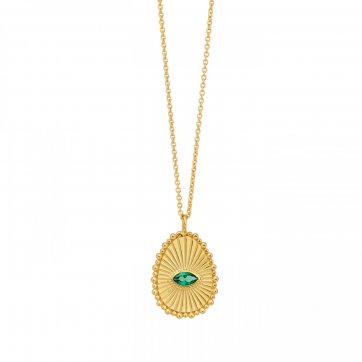 Paschalia Gold-plated flower necklace with green zircon