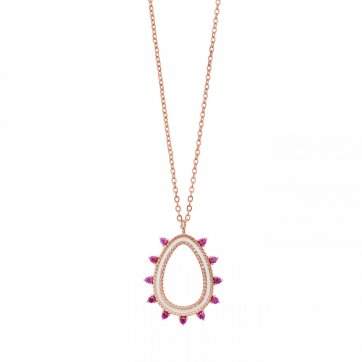 Paschalia Rose gold necklace with fuchsia zircon and ivory enamel