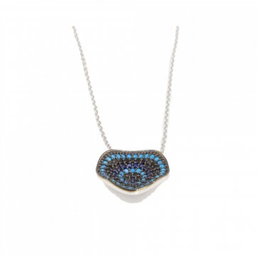 Phantasy Sterling silver necklace with turquoise, blue and black zircons