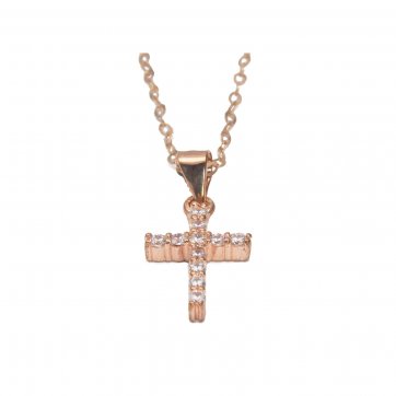 Phantasy Silver cross with white zircons