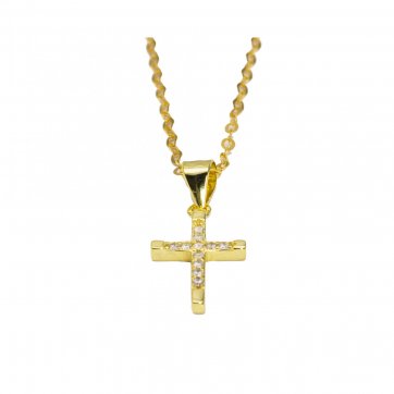 Phantasy Silver cross with white zircons