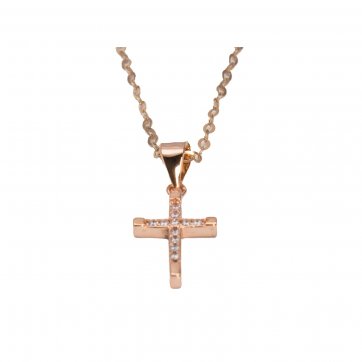 Phantasy Silver cross with white zircons